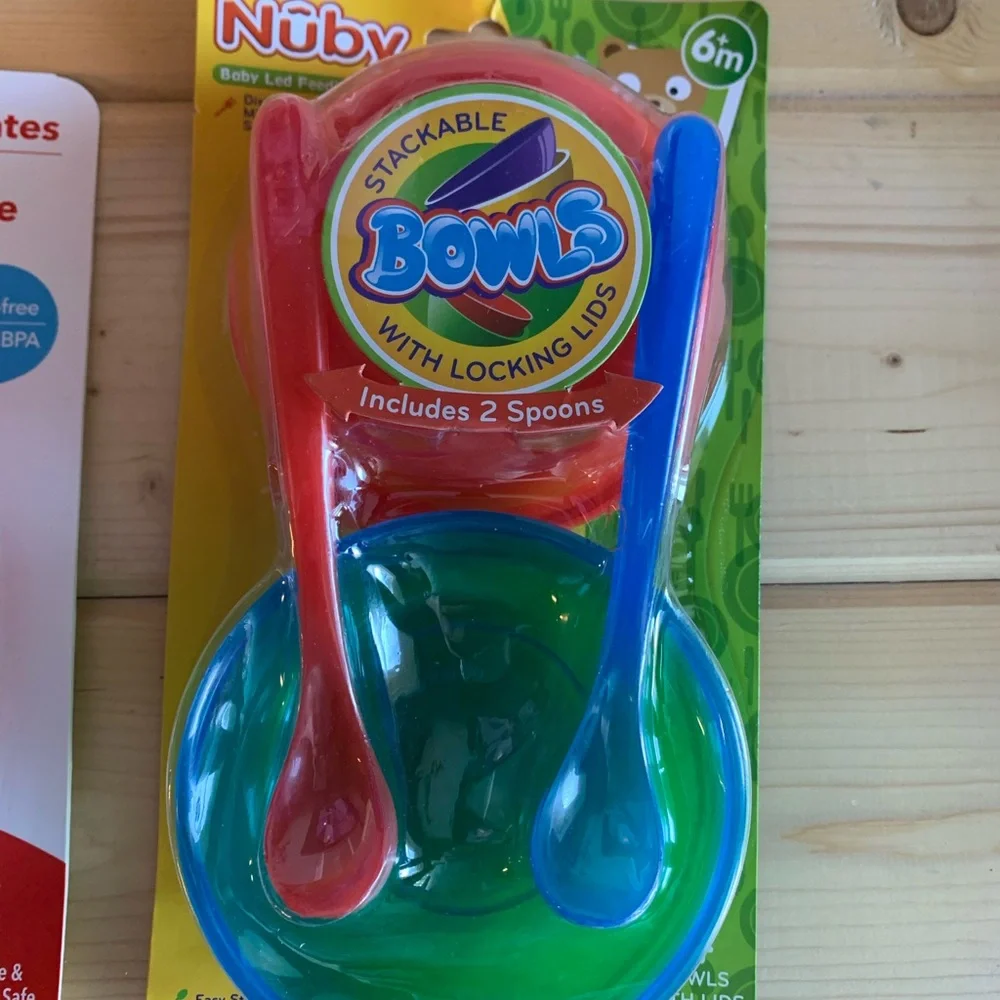 New baby/kid plastic bowl lids spoons - Picture 3 of 4